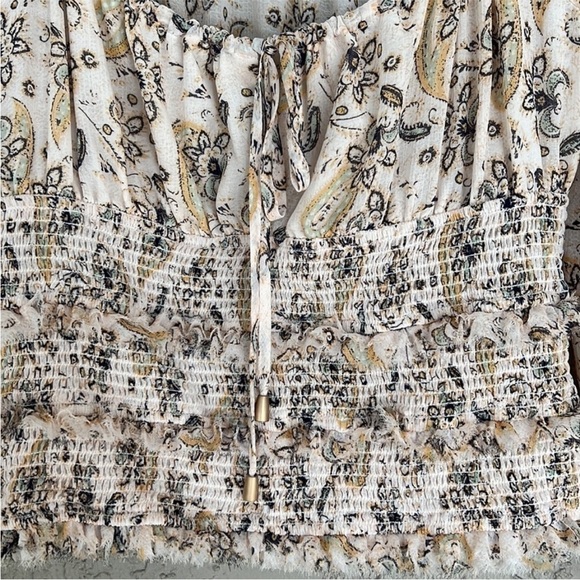 Free People Long Sleeve Tiered Smocked Bodice Floral Paisley Print Lolita Top - Picture 5 of 12